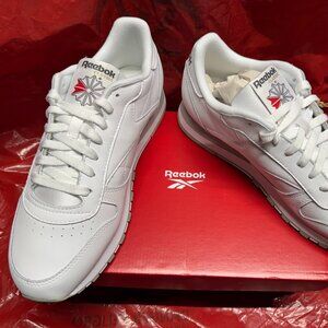 Men's Reebok Footwear classic leather shoes, ftwwht/pugry3/purgry, size 9.5